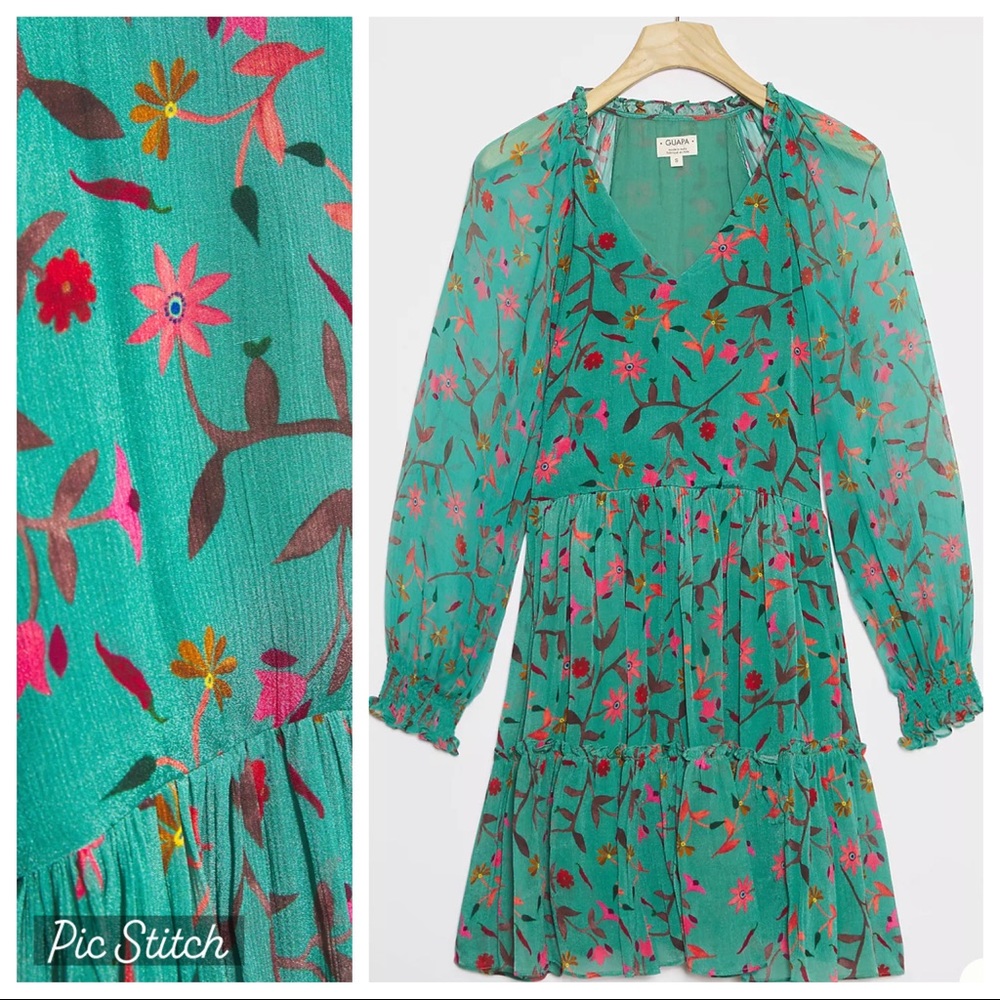 Anthropologie Guapa Layla Mini Dress in Green XSP Petite NWT